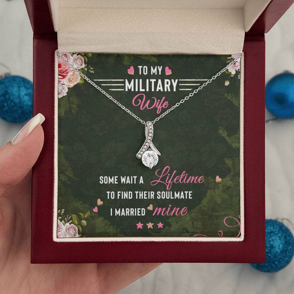 Eternal Love Ribbon Necklace: A Heartfelt Tribute to the Courageous Military Wife Jewelry/AlluringBeauty ShineOn Fulfillment White Gold Finish Luxury Box 