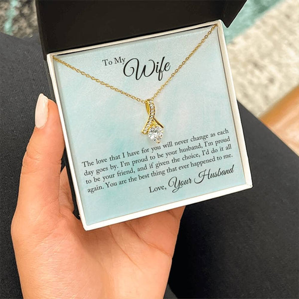 Eternal Love Ribbon Pendant: A Timeless Symbol of Your Everlasting Bond Jewelry/AlluringBeauty ShineOn Fulfillment 18K Yellow Gold Finish Standard Box 