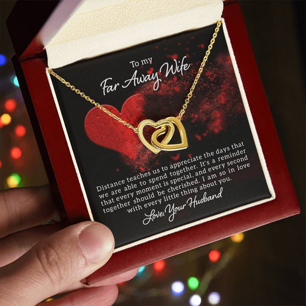 Eternal Love Sentimental Necklace: Bridging the Distance Jewelry/InterlockingHearts ShineOn Fulfillment 18K Yellow Gold Finish Luxury Box 