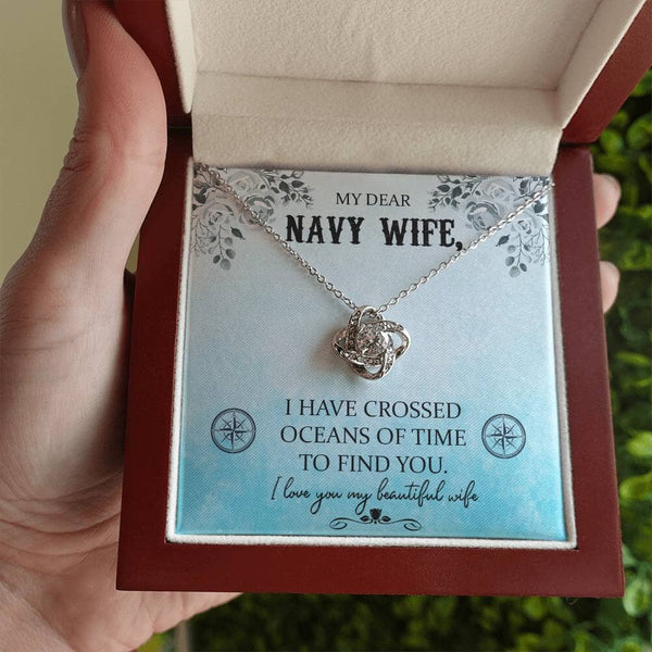 Eternal Ocean Love Knot Necklace: A Timeless Tribute to Your Navy Wife's Heart Jewelry/LoveKnot ShineOn Fulfillment 14K White Gold Finish Luxury Box 