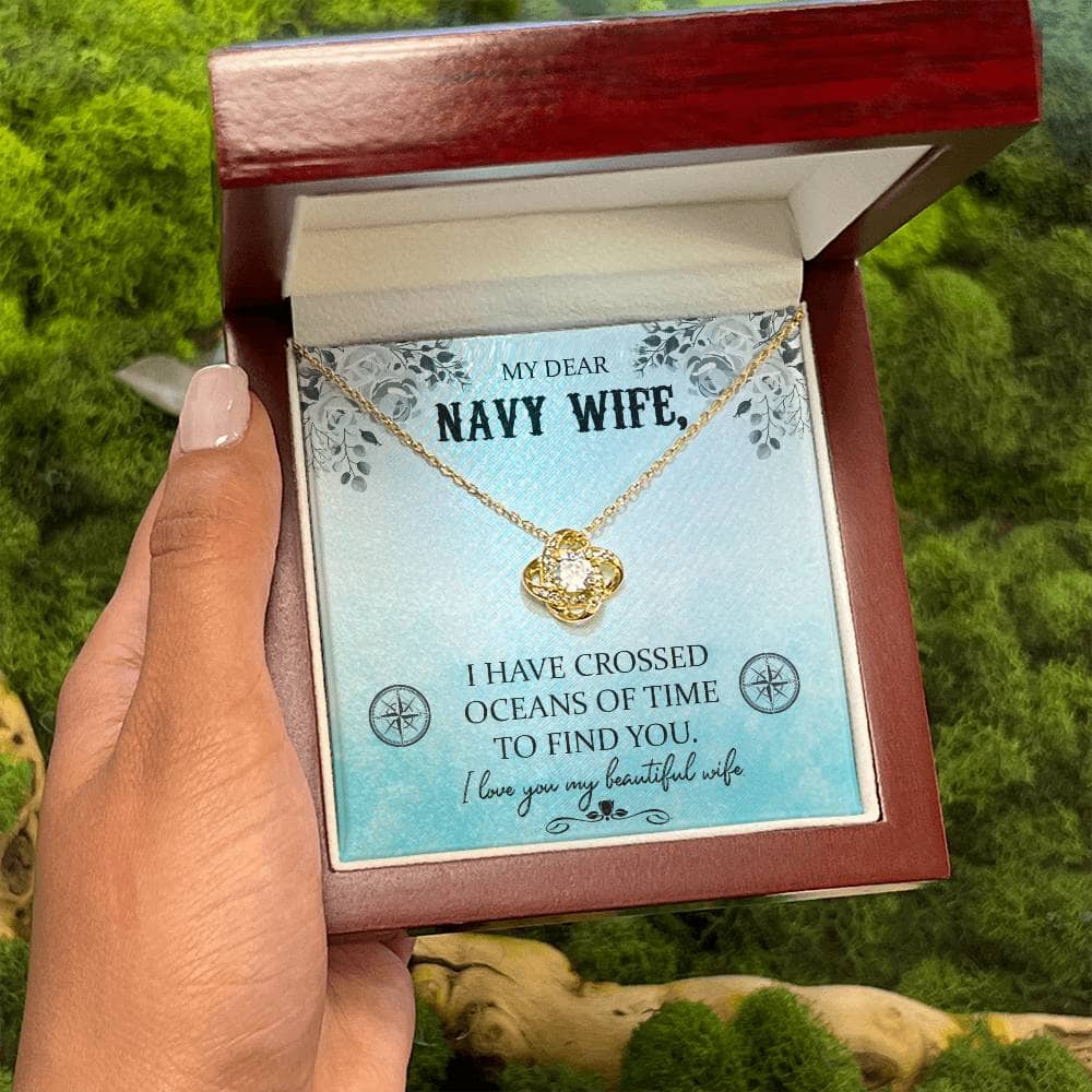 Eternal Ocean Love Knot Necklace: A Timeless Tribute to Your Navy Wife's Heart Jewelry/LoveKnot ShineOn Fulfillment 18K Yellow Gold Finish Luxury Box 