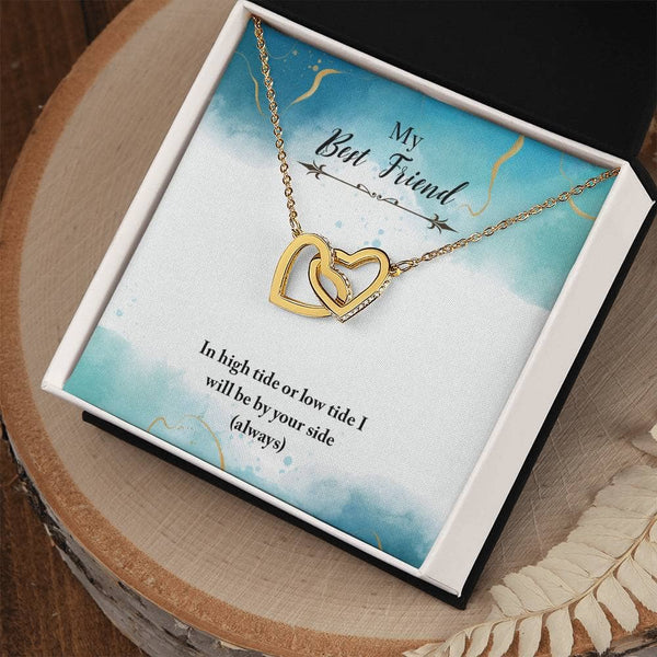 Eternal Tides Friendship Necklace: Interlocking Hearts with Sentimental Message Jewelry/InterlockingHearts ShineOn Fulfillment 