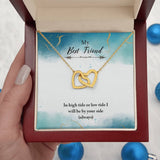 Eternal Tides Friendship Necklace: Interlocking Hearts with Sentimental Message Jewelry/InterlockingHearts ShineOn Fulfillment 18K Yellow Gold Finish Luxury Box 