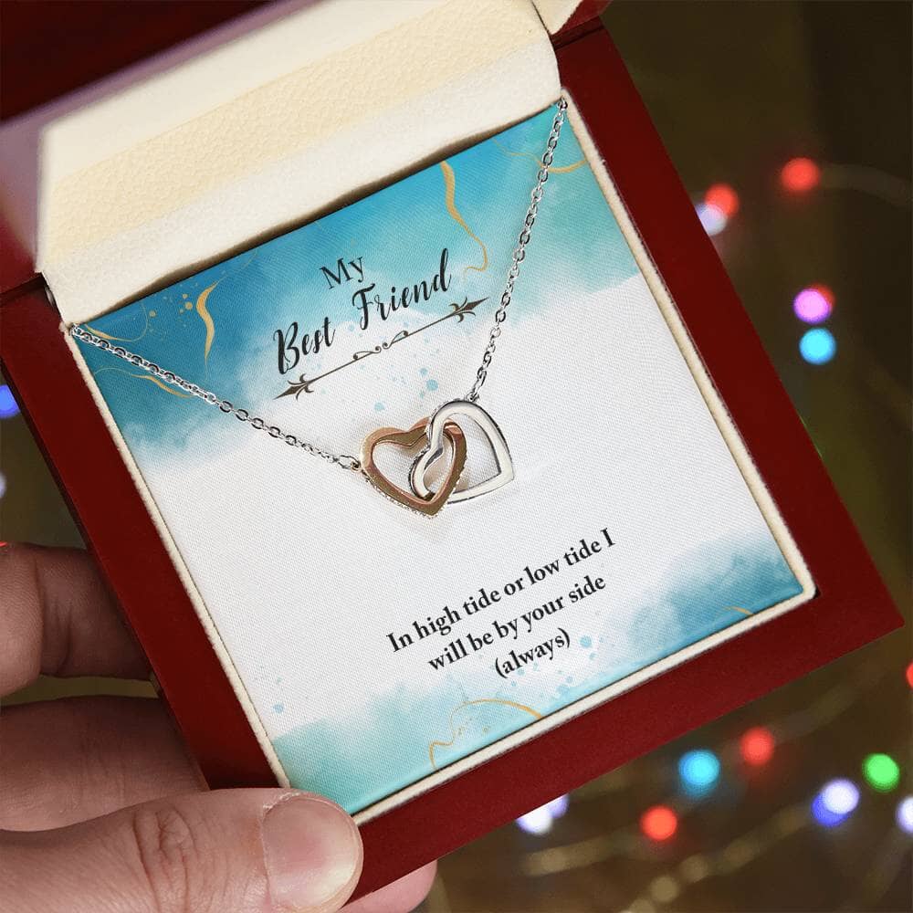 Eternal Tides Friendship Necklace: Interlocking Hearts with Sentimental Message Jewelry/InterlockingHearts ShineOn Fulfillment 