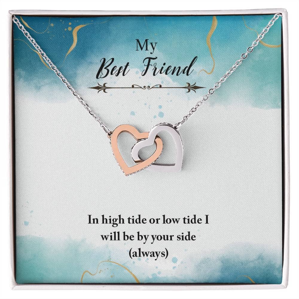 Eternal Tides Friendship Necklace: Interlocking Hearts with Sentimental Message Jewelry/InterlockingHearts ShineOn Fulfillment 