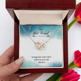 Eternal Tides Friendship Necklace: Interlocking Hearts with Sentimental Message Jewelry/InterlockingHearts ShineOn Fulfillment Polished Stainless Steel & Rose Gold Finish Luxury Box 