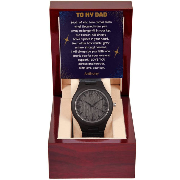 "Eternal Timepiece" - Father's Day Wooden Watch with Heartfelt Message from Son Jewelry ShineOn Fulfillment 