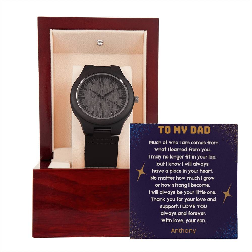 "Eternal Timepiece" - Father's Day Wooden Watch with Heartfelt Message from Son Jewelry ShineOn Fulfillment 