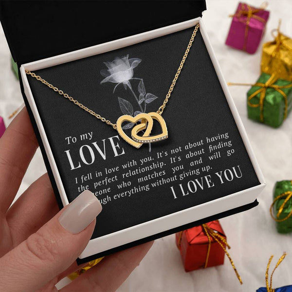 Everlasting Love Interlocking Hearts Necklace – A Symbol of Unbreakable Bond Jewelry/InterlockingHearts ShineOn Fulfillment 18K Yellow Gold Finish Standard Box 