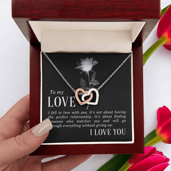 Everlasting Love Interlocking Hearts Necklace – A Symbol of Unbreakable Bond Jewelry/InterlockingHearts ShineOn Fulfillment Polished Stainless Steel & Rose Gold Finish Luxury Box 