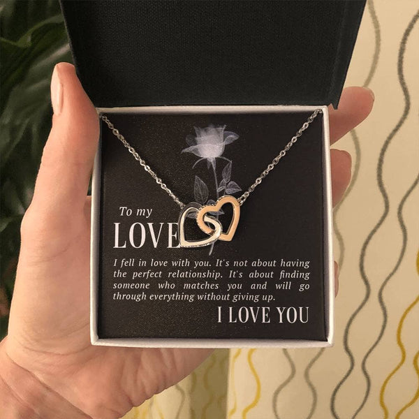 Everlasting Love Interlocking Hearts Necklace – A Symbol of Unbreakable Bond Jewelry/InterlockingHearts ShineOn Fulfillment Polished Stainless Steel & Rose Gold Finish Standard Box 