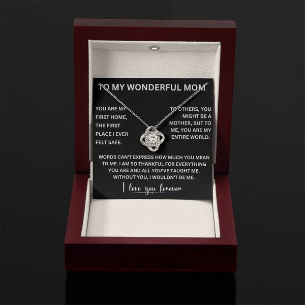 Forever Bonded - Love Knot Necklace for the World's Best Mom Jewelry ShineOn Fulfillment 14K White Gold Finish Luxury Box 