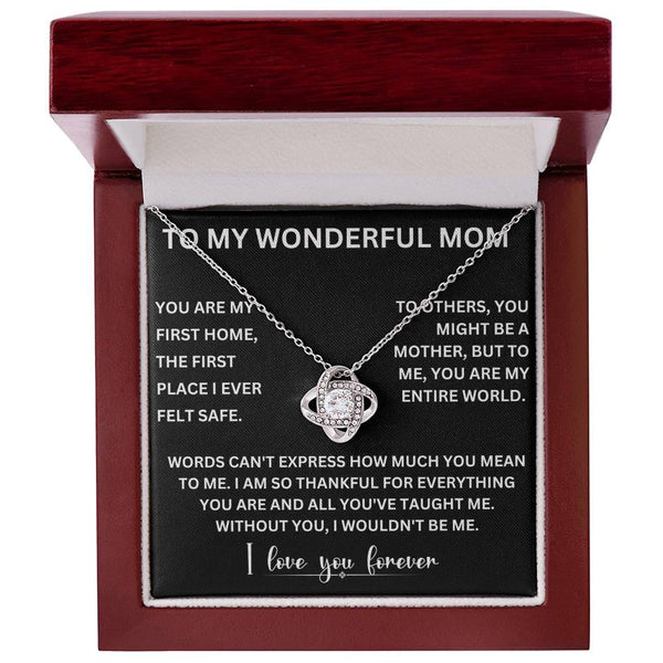 Forever Bonded - Love Knot Necklace for the World's Best Mom Jewelry ShineOn Fulfillment 14K White Gold Finish Luxury Box 