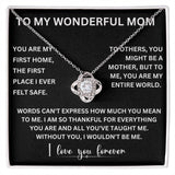 Forever Bonded - Love Knot Necklace for the World's Best Mom Jewelry ShineOn Fulfillment 14K White Gold Finish Standard Box 