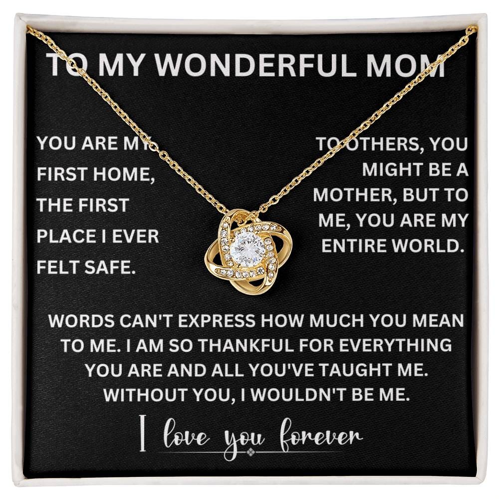 Forever Bonded - Love Knot Necklace for the World's Best Mom Jewelry ShineOn Fulfillment 18K Yellow Gold Finish Standard Box 