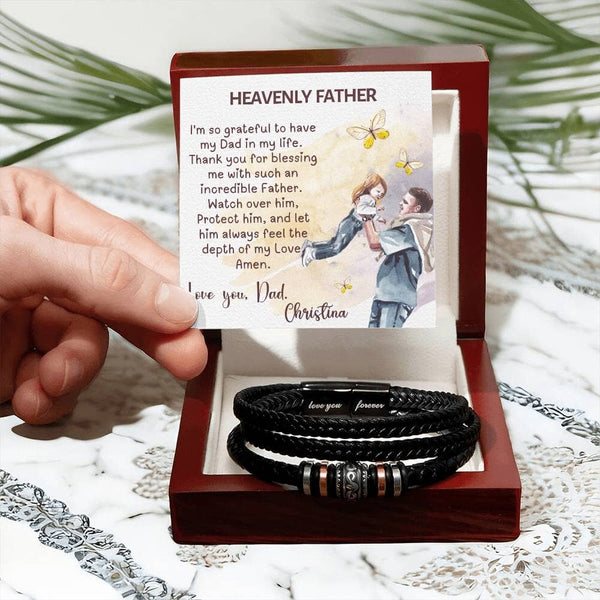 "Forever Dad" - Signature Father's Day Bracelet with Custom Prayer Card Jewelry ShineOn Fulfillment 