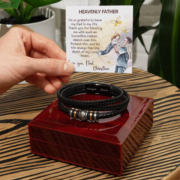 "Forever Dad" - Signature Father's Day Bracelet with Custom Prayer Card Jewelry ShineOn Fulfillment 