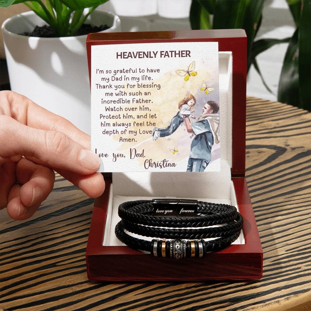 "Forever Dad" - Signature Father's Day Bracelet with Custom Prayer Card Jewelry ShineOn Fulfillment 