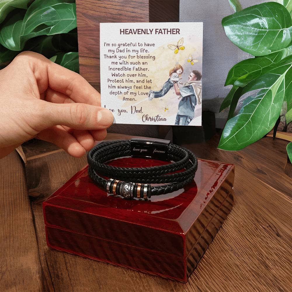 "Forever Dad" - Signature Father's Day Bracelet with Custom Prayer Card Jewelry ShineOn Fulfillment 