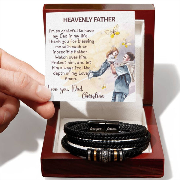 "Forever Dad" - Signature Father's Day Bracelet with Custom Prayer Card Jewelry ShineOn Fulfillment Luxury Box w/LED 