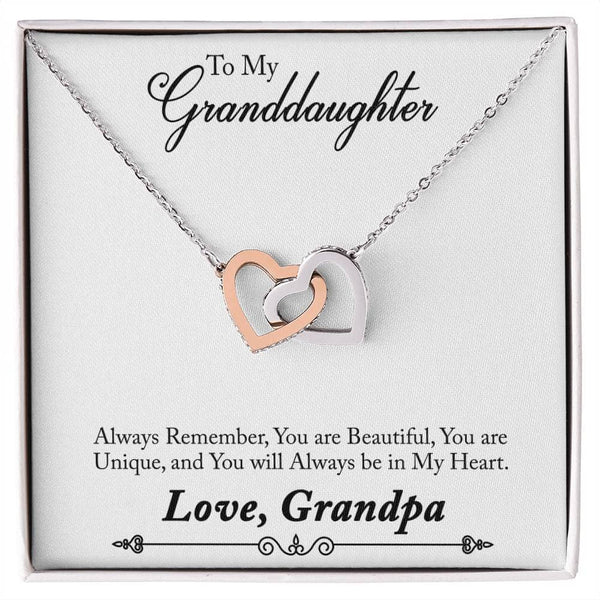 Granddaughter's Eternal Bond Necklace: A Timeless Message of Love from Grandpa Jewelry/InterlockingHearts ShineOn Fulfillment 