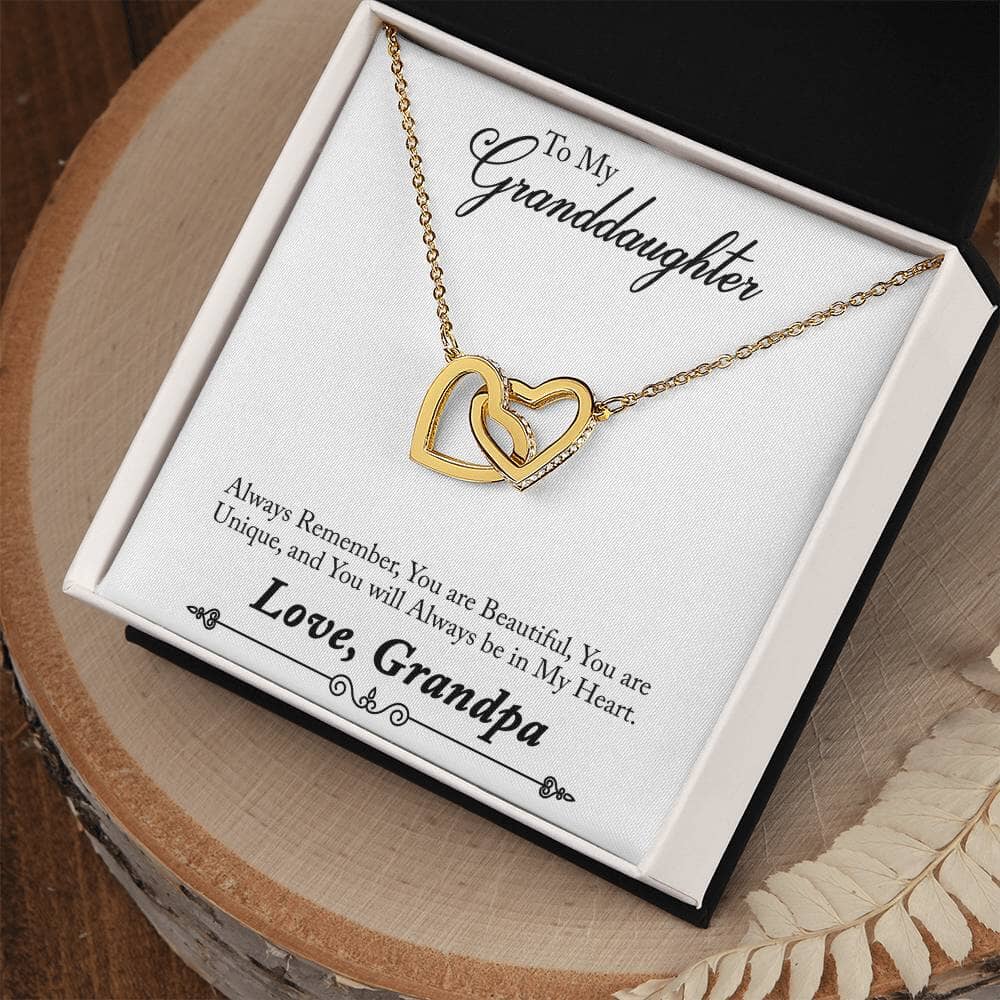 Granddaughter's Eternal Bond Necklace: A Timeless Message of Love from Grandpa Jewelry/InterlockingHearts ShineOn Fulfillment 