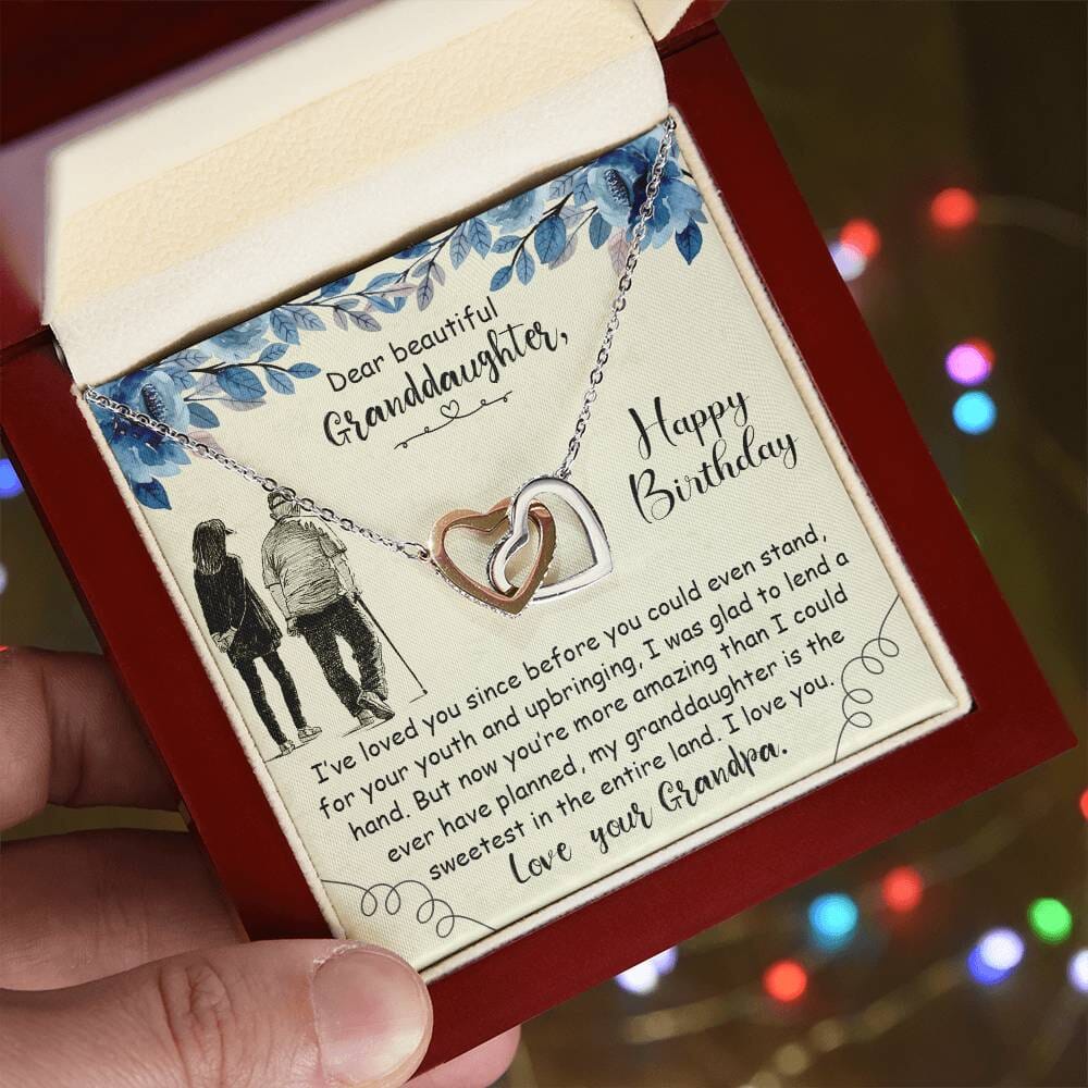 Granddaughter's Legacy of Love: Interlocking Hearts Necklace with Sentimental Message from Grandpa Jewelry ShineOn Fulfillment 