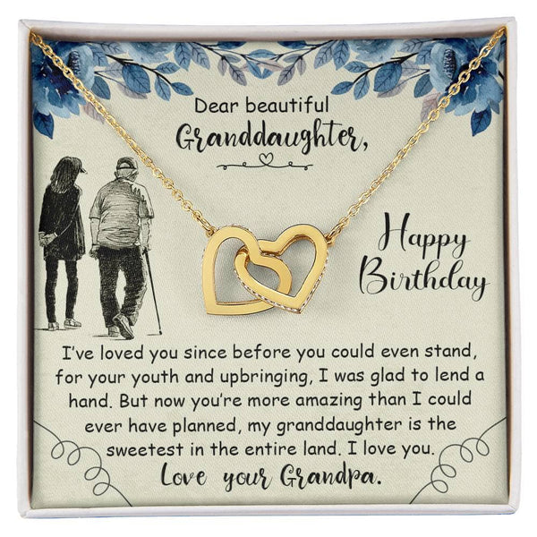 Granddaughter's Legacy of Love: Interlocking Hearts Necklace with Sentimental Message from Grandpa Jewelry ShineOn Fulfillment 