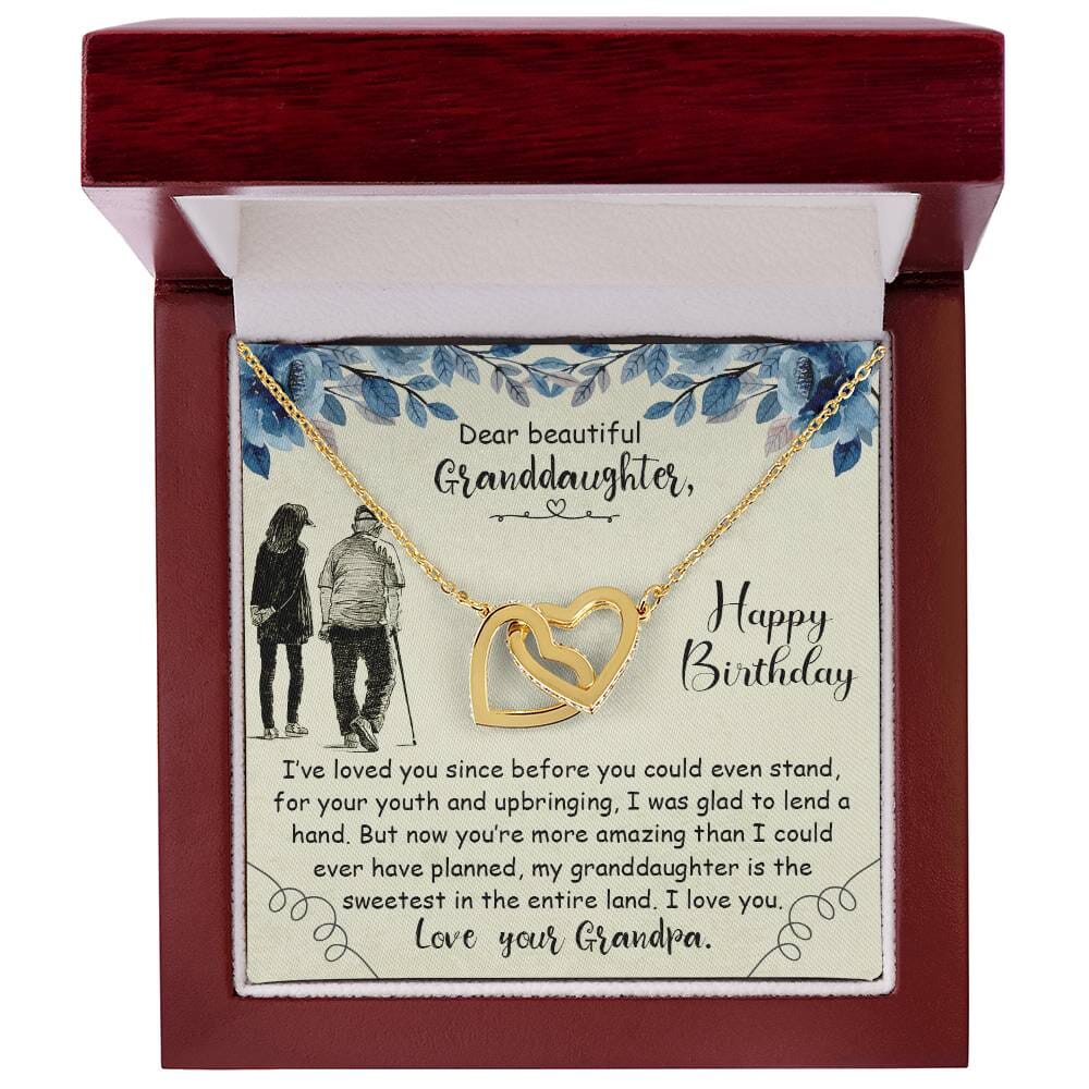 Granddaughter's Legacy of Love: Interlocking Hearts Necklace with Sentimental Message from Grandpa Jewelry ShineOn Fulfillment 