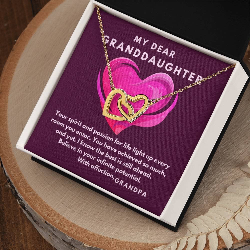 Grandeur of Love: Personalized Interlocking Hearts Necklace with Sentimental Grandparent Message Jewelry/InterlockingHearts ShineOn Fulfillment 