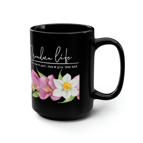 Grandma's Endless Love Black Coffee Mug, 11-15 oz Mug Printify 