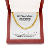 Grandparent's Eternal Love Necklace: A Personalized Cuban Link Chain with Heartfelt Message Jewelry/Cubanlink ShineOn Fulfillment 