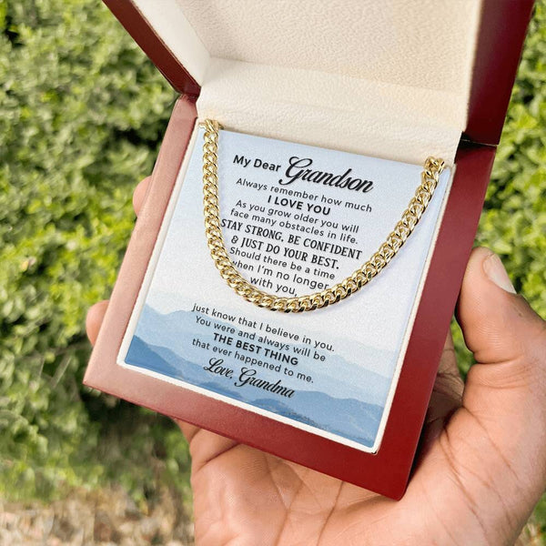 Grandson's Legacy Chain: A Symbol of Grandmother's Eternal Love & Belief Jewelry/Cubanlink ShineOn Fulfillment 14K Yellow Gold Finish Luxury Box 