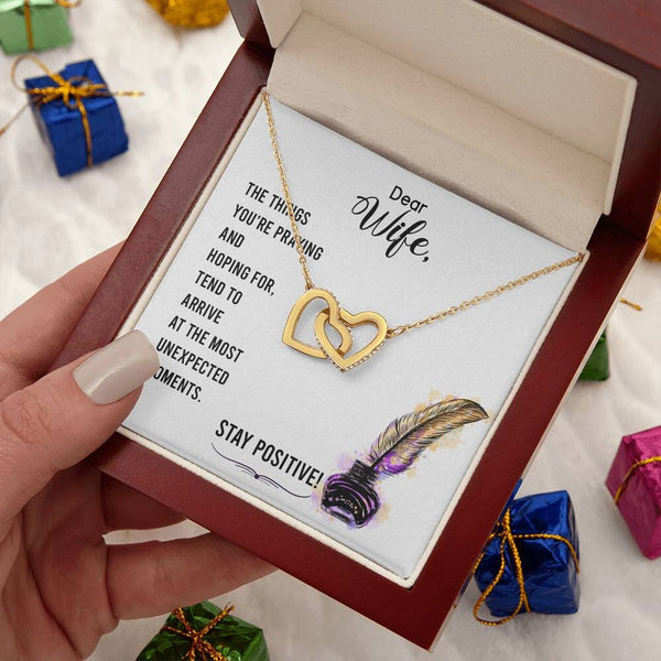 Harmony of Hearts Necklace - A Symbol of Endless Love and Hopeful Tomorrows Jewelry/InterlockingHearts ShineOn Fulfillment 18K Yellow Gold Finish Luxury Box 