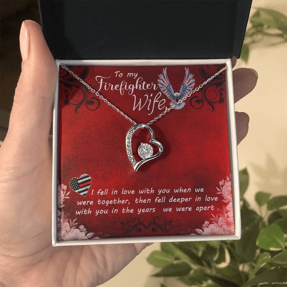 Hero's Heart Necklace: A Tribute to My Brave Firefighter Wife Jewelry/ForeverLove ShineOn Fulfillment 14k White Gold Finish Standard Box 