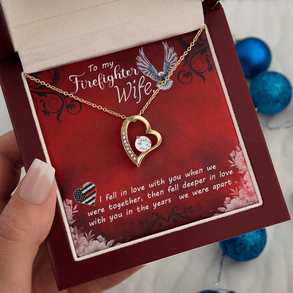 Hero's Heart Necklace: A Tribute to My Brave Firefighter Wife Jewelry/ForeverLove ShineOn Fulfillment 18k Yellow Gold Finish Luxury Box 