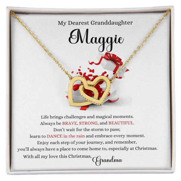 ✨ Interlocking Hearts Necklace: A Christmas Gift of Unconditional Love for Your Granddaughter ✨ Jewelry ShineOn Fulfillment 18K Yellow Gold Finish Standard Box 