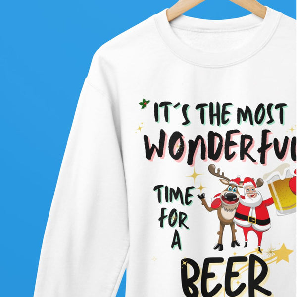 "It's the Most Wonderful Time for a Beer" - Long Sleeve Tee for Holiday Cheer Long-sleeve Printify 