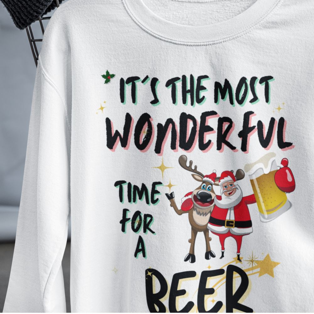 "It's the Most Wonderful Time for a Beer" - Long Sleeve Tee for Holiday Cheer Long-sleeve Printify 