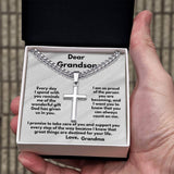 Legacy of Love: Grandparent's Blessing Cuban Chain & Artisan Cross Necklace Jewelry/CubanlinkCross ShineOn Fulfillment Two Tone Box 