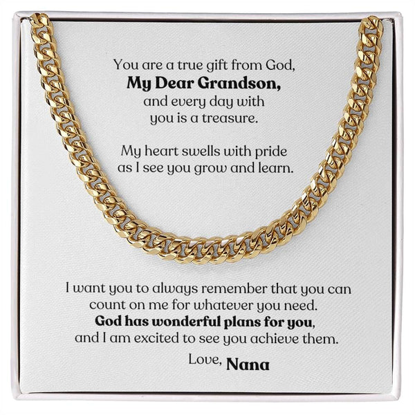 Legacy of Love: Grandparent's Blessing Cuban Link Chain Necklace with Personalized Godly Message Jewelry/Cubanlink ShineOn Fulfillment 