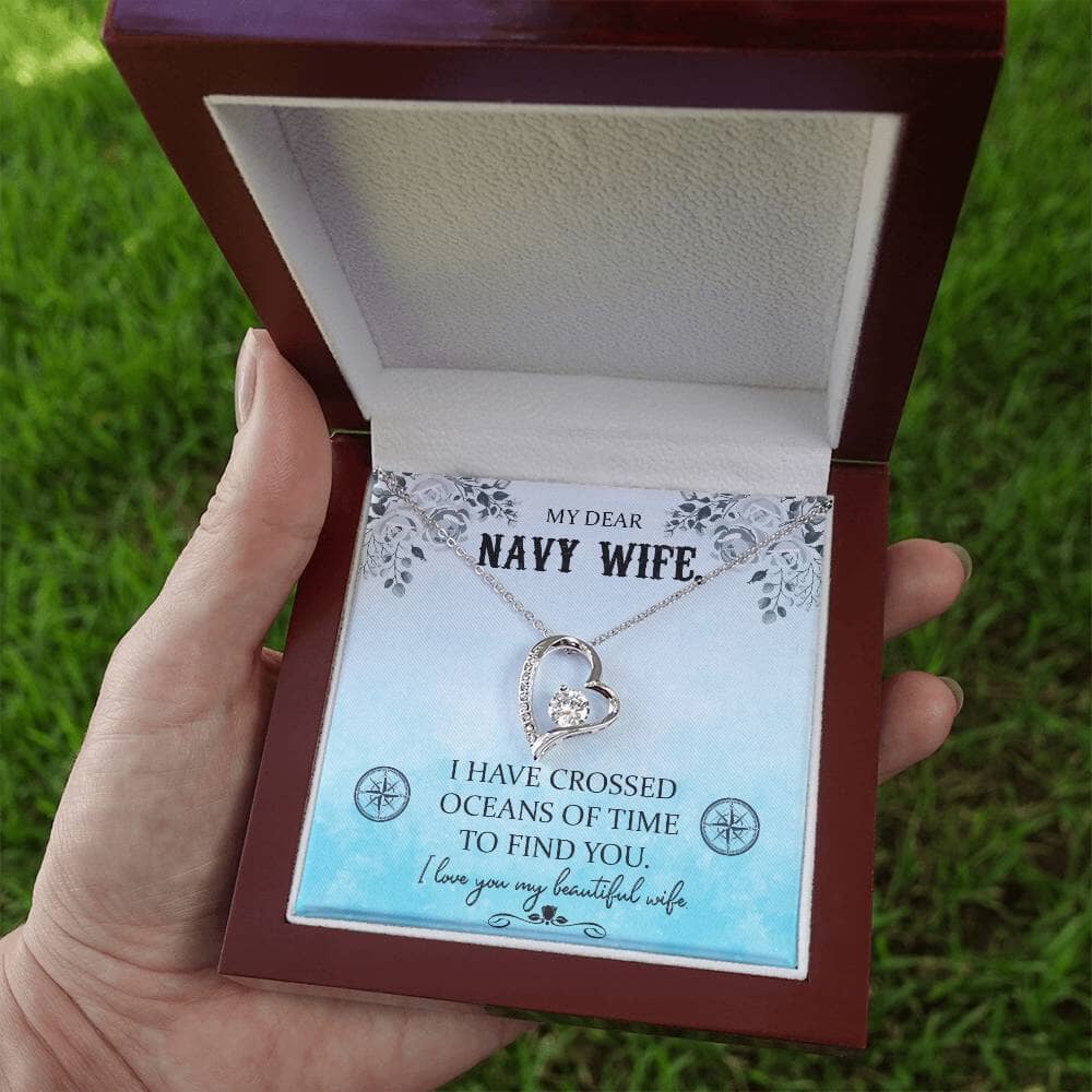 Ocean of Love Necklace: A Timeless Tribute to the Navy Wife's Enduring Love Jewelry/ForeverLove ShineOn Fulfillment 14k White Gold Finish Luxury Box 