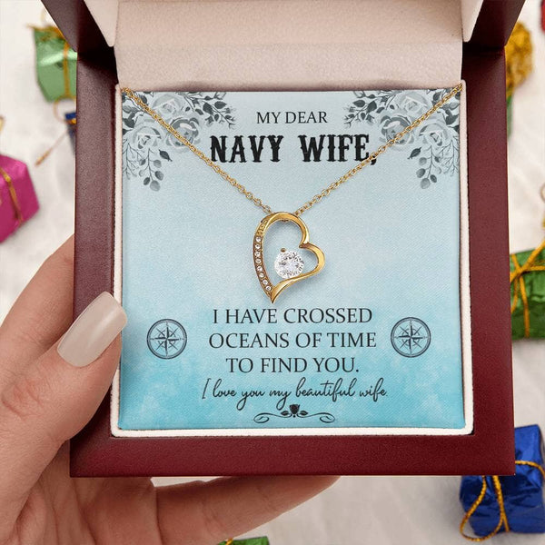 Ocean of Love Necklace: A Timeless Tribute to the Navy Wife's Enduring Love Jewelry/ForeverLove ShineOn Fulfillment 18k Yellow Gold Finish Luxury Box 