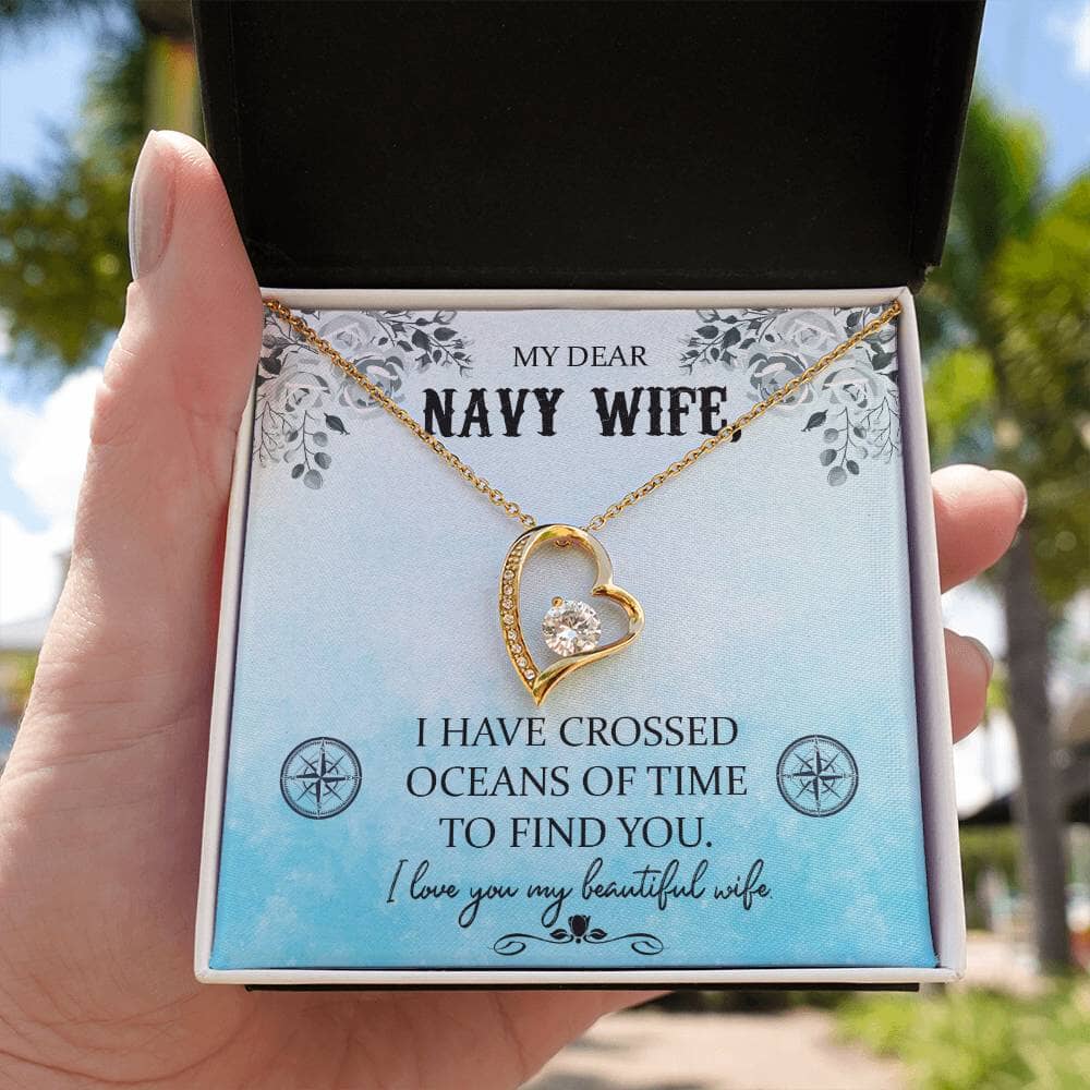 Ocean of Love Necklace: A Timeless Tribute to the Navy Wife's Enduring Love Jewelry/ForeverLove ShineOn Fulfillment 18k Yellow Gold Finish Standard Box 