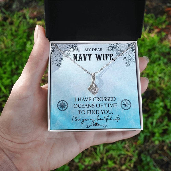 Ocean of Love Necklace: A Timeless Tribute to Your Navy Wife's Eternal Elegance Jewelry/AlluringBeauty ShineOn Fulfillment White Gold Finish Standard Box 