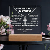 Perfect Gift for Him: Personalized LED Acrylic Keepsake with Cross Necklace Acrylic/Square ShineOn Fulfillment 