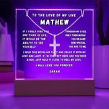 Perfect Gift for Him: Personalized LED Acrylic Keepsake with Cross Necklace Acrylic/Square ShineOn Fulfillment 