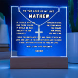 Perfect Gift for Him: Personalized LED Acrylic Keepsake with Cross Necklace Acrylic/Square ShineOn Fulfillment 