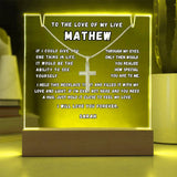 Perfect Gift for Him: Personalized LED Acrylic Keepsake with Cross Necklace Acrylic/Square ShineOn Fulfillment 