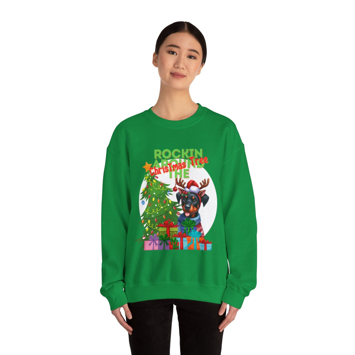 "Rockin' Around the Christmas Tree!" - Festive Christmas Sweater for Dog Lovers Sweatshirt Printify 